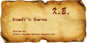 Komán Barna névjegykártya